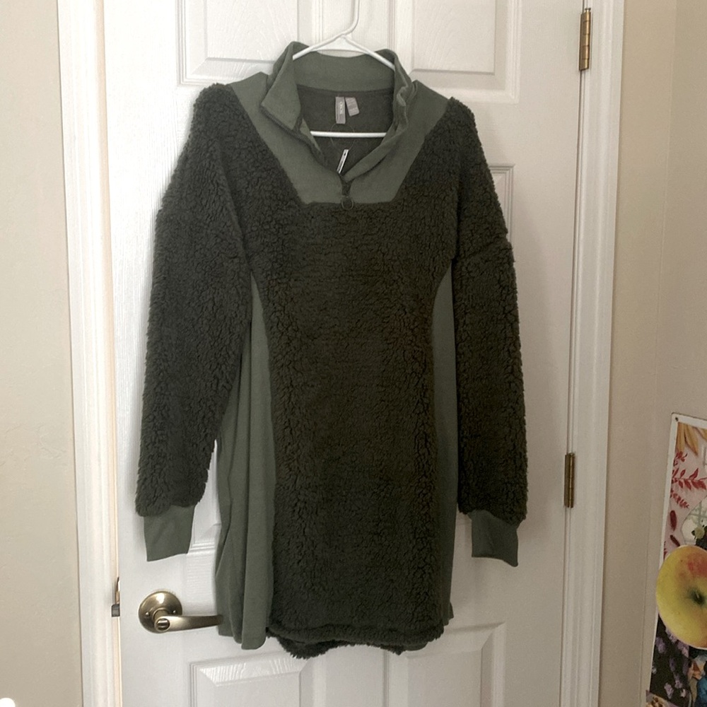 Asos Green sherpa style neck zip